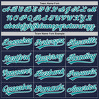 Custom Navy Teal-White Two-Button Unisex Softball Jersey photo 4