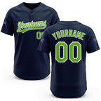Custom Navy Neon Green-White Two-Button Unisex Softball Jersey
