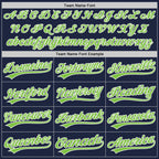Custom Navy Neon Green-White Two-Button Unisex Softball Jersey photo 4