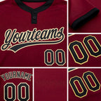 Custom Crimson Black-Cream Two-Button Unisex Softball Jersey detail