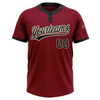 Custom Crimson Black-Cream Two-Button Unisex Softball Jersey photo 2