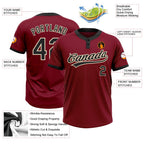 Custom Crimson Black-Cream Two-Button Unisex Softball Jersey photo 3
