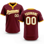 Custom Crimson White-Gold Two-Button Unisex Softball Jersey