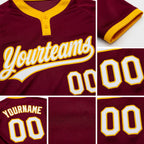 Custom Crimson White-Gold Two-Button Unisex Softball Jersey detail