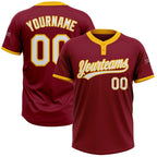 Custom Crimson White-Gold Two-Button Unisex Softball Jersey photo 1
