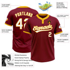 Custom Crimson White-Gold Two-Button Unisex Softball Jersey photo 3