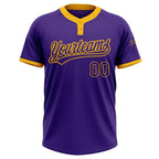 Custom Purple Purple-Gold Two-Button Unisex Softball Jersey photo 2