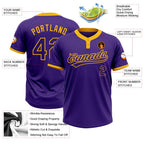Custom Purple Purple-Gold Two-Button Unisex Softball Jersey photo 3