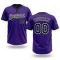Custom Purple Black-White Two-Button Unisex Softball Jersey