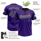 Custom Purple Black-White Two-Button Unisex Softball Jersey photo 3