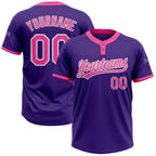 Custom Purple Pink-White Two-Button Unisex Softball Jersey photo 1