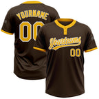 Custom Brown Gold-White Two-Button Unisex Softball Jersey photo 1