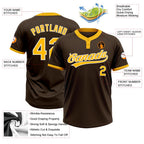 Custom Brown Gold-White Two-Button Unisex Softball Jersey photo 3
