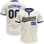Custom Cream Royal-Gold Two-Button Unisex Softball Jersey photo 1