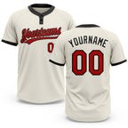 Custom Cream Red-Black Two-Button Unisex Softball Jersey