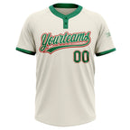 Custom Cream Kelly Green-Red Two-Button Unisex Softball Jersey photo 2
