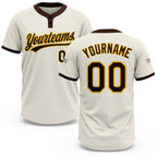 Custom Cream Brown-Gold Two-Button Unisex Softball Jersey