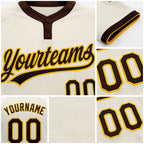Custom Cream Brown-Gold Two-Button Unisex Softball Jersey detail