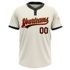 Custom Cream Black-Orange Two-Button Unisex Softball Jersey photo 2