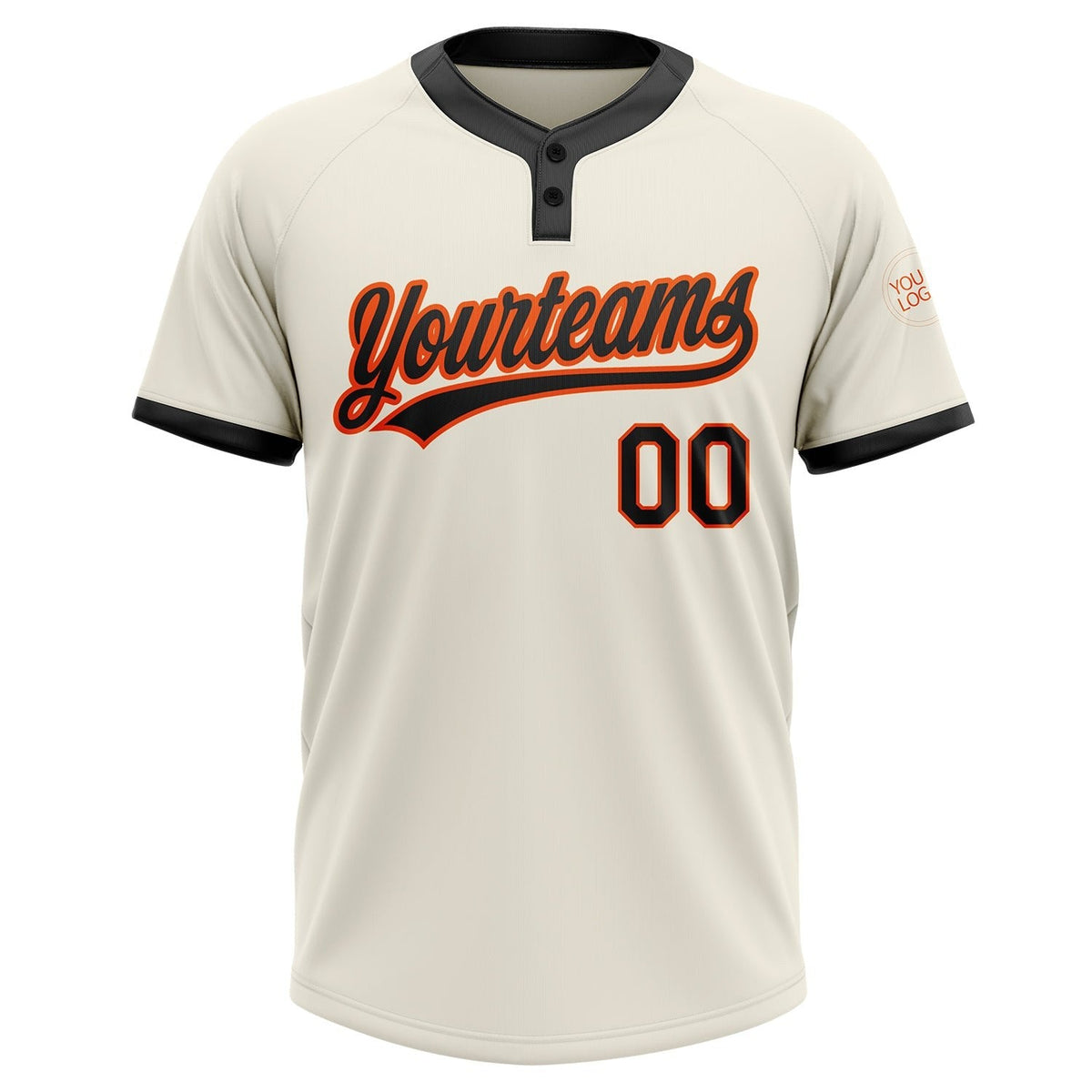 Custom Cream Black-Orange Two-Button Unisex Softball Jersey photo 2