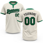 Custom Cream Kelly Green-Black Two-Button Unisex Softball Jersey