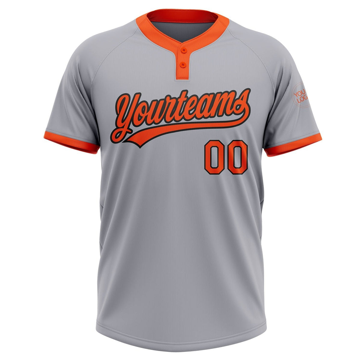 Custom Gray Orange-Black Two-Button Unisex Softball Jersey photo 2