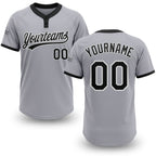 Custom Gray Black-White Two-Button Unisex Softball Jersey