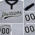 Custom Gray Black-White Two-Button Unisex Softball Jersey detail
