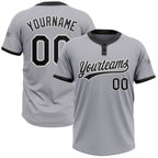 Custom Gray Black-White Two-Button Unisex Softball Jersey photo 1