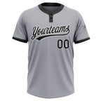 Custom Gray Black-White Two-Button Unisex Softball Jersey photo 2
