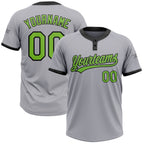 Custom Gray Neon Green-Black Two-Button Unisex Softball Jersey photo 1