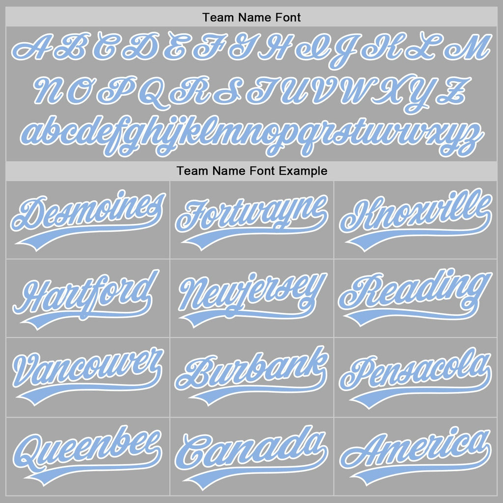 Custom Gray Light Blue-White Two-Button Unisex Softball Jersey photo 3