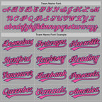 Custom Gray Light Blue Black-Pink Two-Button Unisex Softball Jersey photo 3