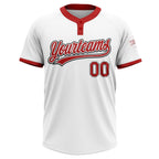 Custom White Red-Black Two-Button Unisex Softball Jersey photo 2