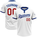 Custom White Red-Royal Two-Button Unisex Softball Jersey photo 1