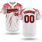 Custom White Red-Black 3D Pattern Two-Button Unisex Softball Jersey