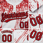 Custom White Red-Black 3D Pattern Two-Button Unisex Softball Jersey detail