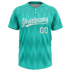 Custom Aqua White 3D Pattern Two-Button Unisex Softball Jersey photo 2