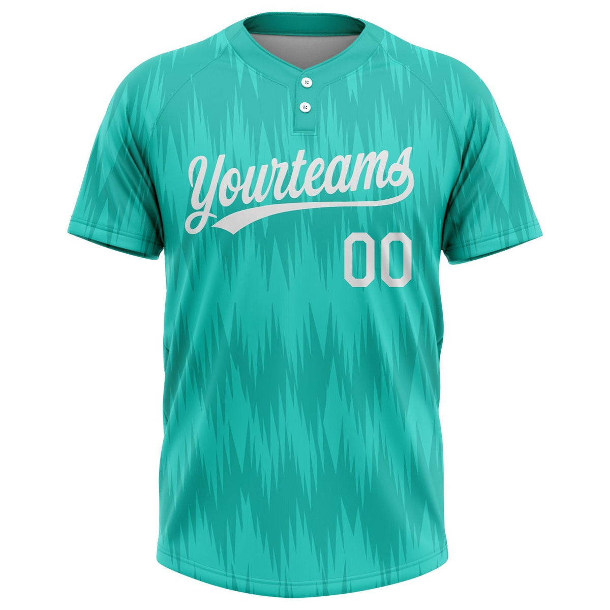 Custom Aqua White 3D Pattern Two-Button Unisex Softball Jersey photo 2