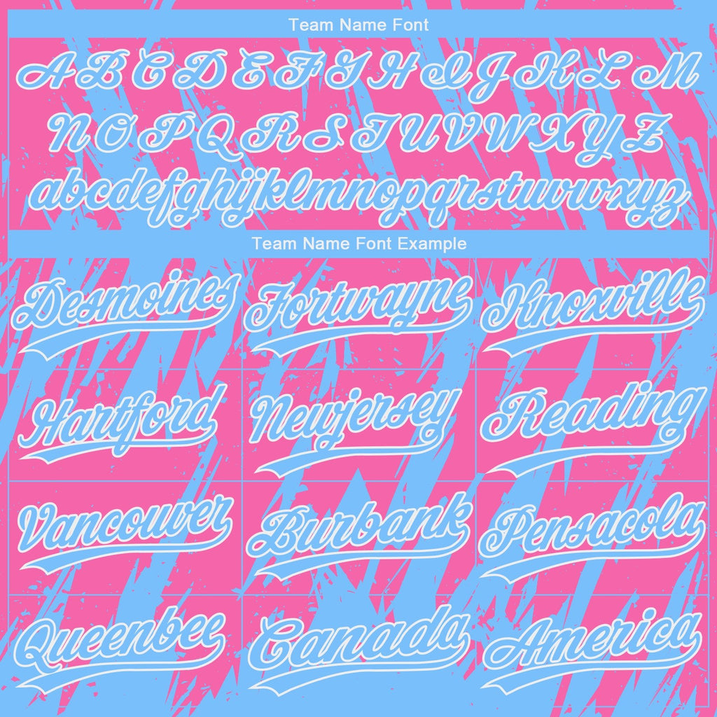 Custom Pink Powder Blue-White 3D Pattern Two-Button Unisex Softball Jersey photo 3