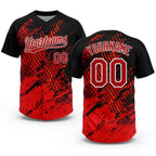 Custom Black Red-White 3D Pattern Two-Button Unisex Softball Jersey