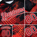 Custom Black Red-White 3D Pattern Two-Button Unisex Softball Jersey detail