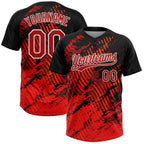 Custom Black Red-White 3D Pattern Two-Button Unisex Softball Jersey photo 1