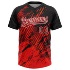 Custom Black Red-White 3D Pattern Two-Button Unisex Softball Jersey photo 2