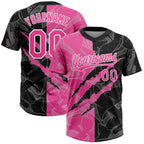 Custom Graffiti Pattern Pink-Black 3D Two-Button Unisex Softball Jersey photo 1