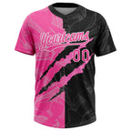 Custom Graffiti Pattern Pink-Black 3D Two-Button Unisex Softball Jersey photo 3