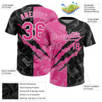 Custom Graffiti Pattern Pink-Black 3D Two-Button Unisex Softball Jersey photo 4