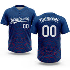Custom US Navy Blue White-Red 3D Pattern Two-Button Unisex Softball Jersey