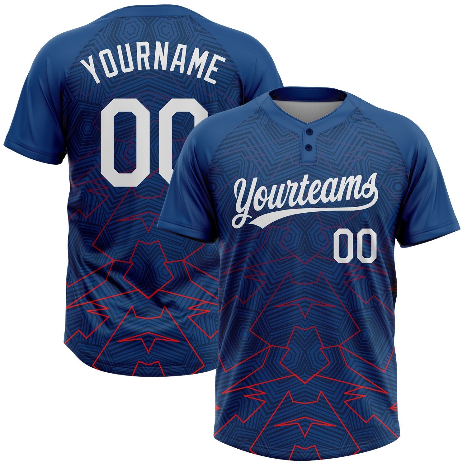 Custom US Navy Blue White-Red 3D Pattern Two-Button Unisex Softball Jersey photo 1