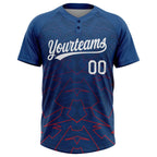 Custom US Navy Blue White-Red 3D Pattern Two-Button Unisex Softball Jersey photo 2
